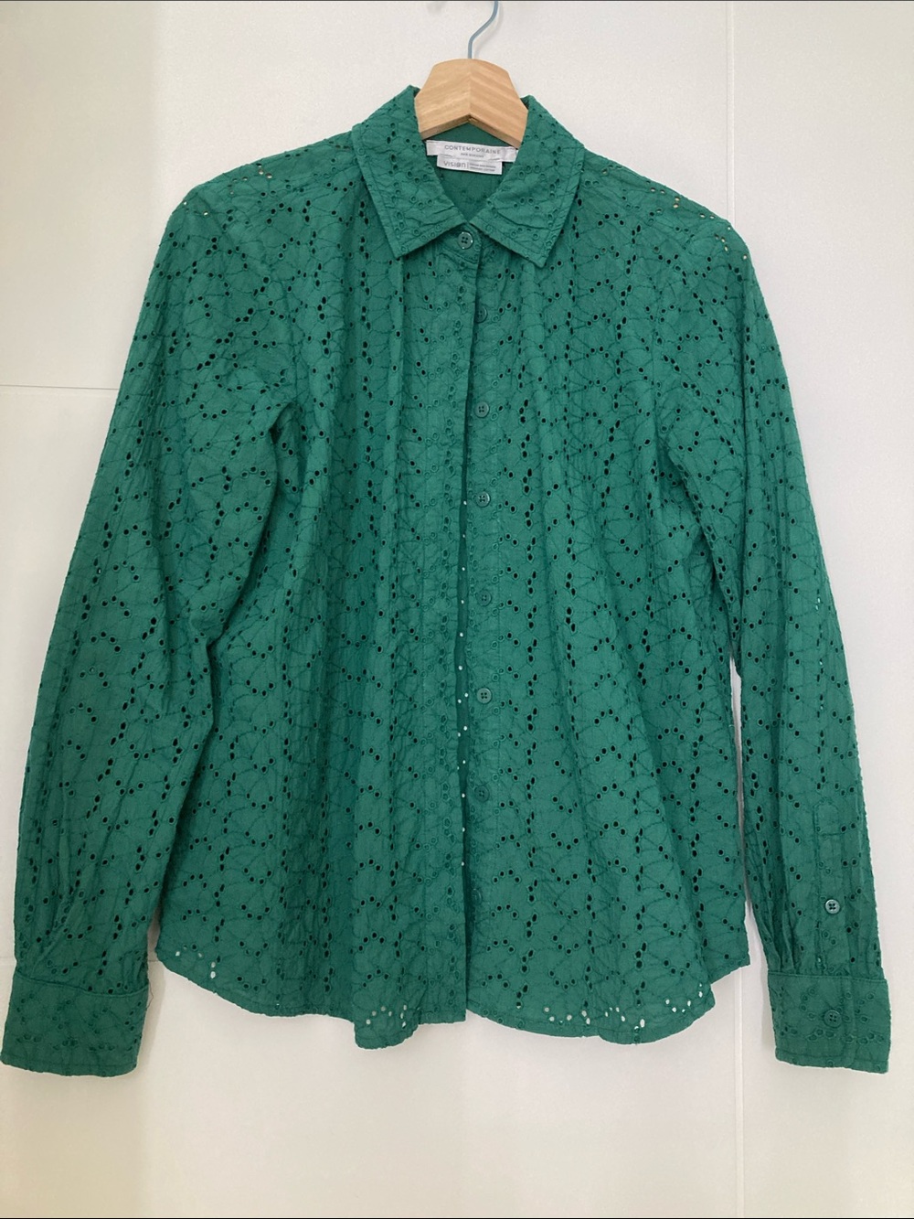 Simons Green Eyelet Button-Down Shirt